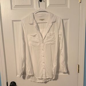 Harper White Button Up Shirt Small Classic Workwear Top